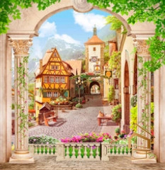 | Натяжной потолок с фотопечатью стены Натяжной потолок с фотопечатью Стены 029