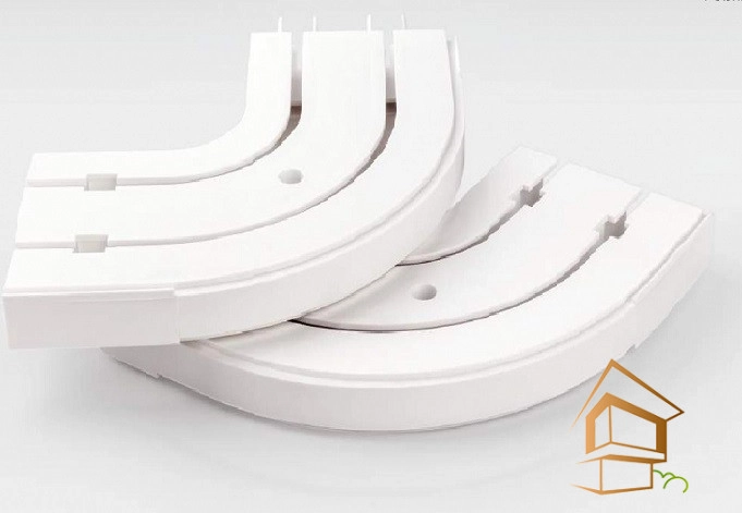 | карниз, карниз поворотный, двухрядный карниз, карниз для окон, интерьер, установка карниза Поворот карнизный 2-х рядный (пара)   -  - 