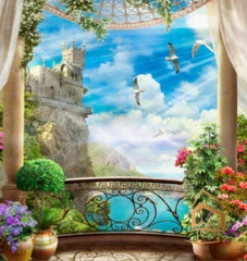 | Натяжной потолок с фотопечатью стены Натяжной потолок с фотопечатью Стены 005