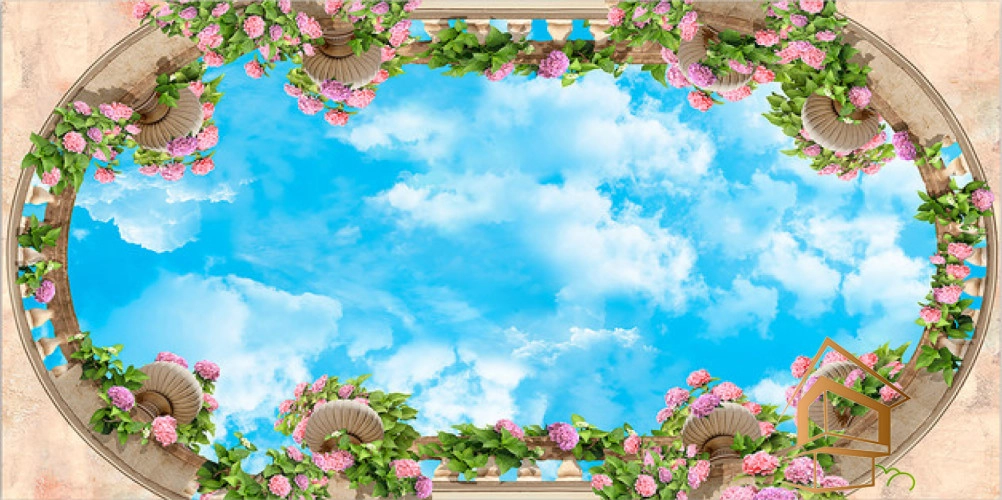 | натяжной потолок, фотопечать, Фрески, своды, интерьер Натяжной потолок с фотопечатью Фрески, своды 058 -  -