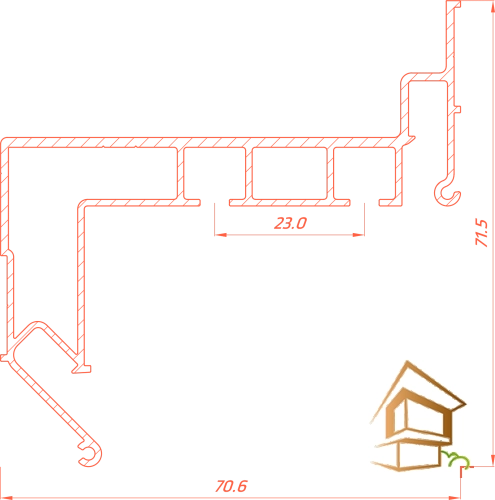 | профиль для натяжных потолков, двухрядный профиль, нижняя заправка, Flexy GARDINA Профиль Flexy GARDINA 2 01, двухрядная с нижней заправкой 3.2 м