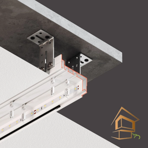 | профиль для натяжных потолков, двухрядный профиль, нижняя заправка, Flexy GARDINA Профиль Flexy GARDINA 2 01, двухрядная с нижней заправкой 3.2 м