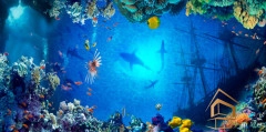 | Натяжной потолок с фотопечатью подводный мир, Натяжной потолок море Натяжной потолок с фотопечатью Подводный мир 007