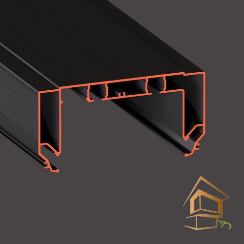 | профиль для натяжных потолков, Flexy GARDINA2 05, двухрядный профиль, карнизные ниши, подсветка, гарпунная система, чёрный профиль Профиль для натяжных потолков Flexy GARDINA2 05 для карнизных ниш с подсветкой, двухрядный 3.2 м черный