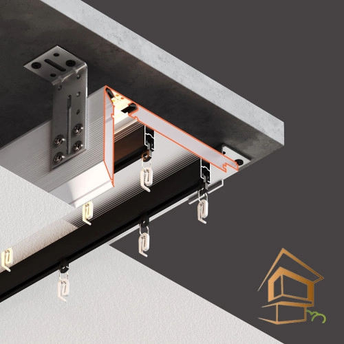 | профиль для натяжных потолков, Flexy STANDART01 LED 80, профиль для ниш с подсветкой, профиль для накладного карниза, гарпунная система крепления Профиль для натяжных потолков Flexy STANDART01 LED 80 для ниш с подсветкой для накладного карниза 2.0 м не крашенный