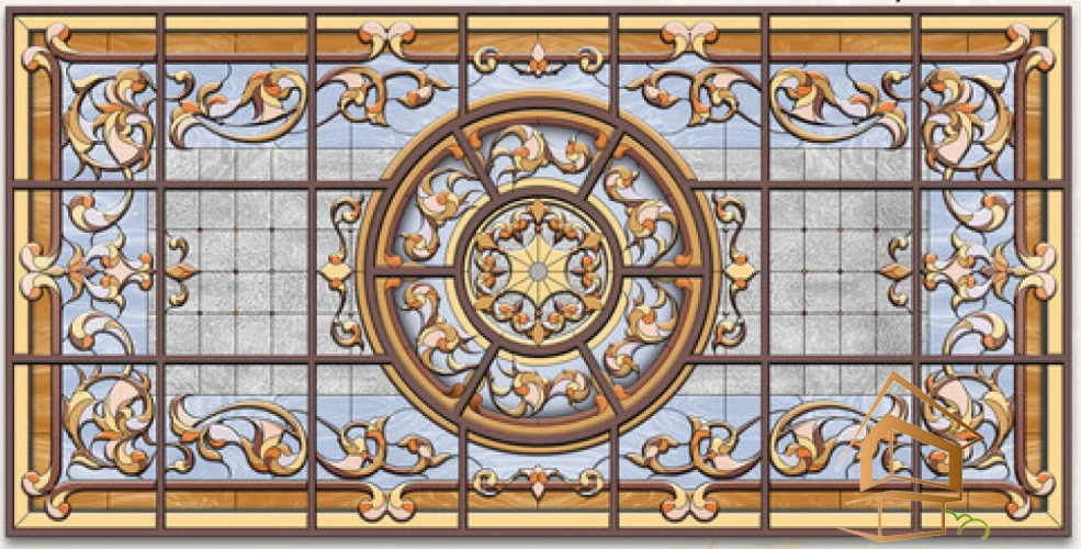 | натяжной потолок, фотопечать, витражи, дизайн, интерьер Натяжной потолок с фотопечатью Витражи 022 -  -