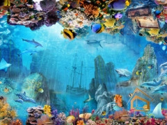 | Натяжной потолок с фотопечатью подводный мир, Натяжной потолок море Натяжной потолок с фотопечатью Подводный мир 016