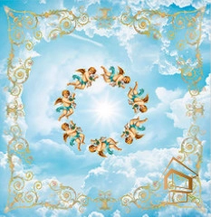 | Натяжной потолок с фотопечатью фрески, Натяжной потолок с фотопечатью ангелы Натяжной потолок с фотопечатью Фрески, ангелы 021