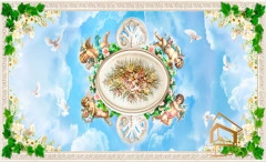 | Натяжной потолок с фотопечатью фрески, Натяжной потолок с фотопечатью ангелы Натяжной потолок с фотопечатью Фрески, ангелы 001