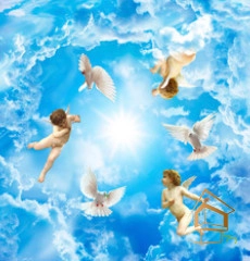 | Натяжной потолок с фотопечатью фрески, Натяжной потолок с фотопечатью ангелы Натяжной потолок с фотопечатью Фрески, ангелы 025